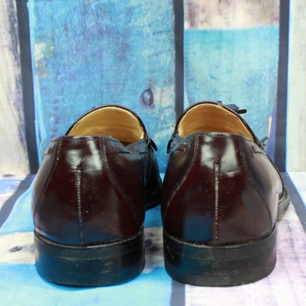 Johnston Murphy Burgundy Leather Tassel Kilt Wingtip Dress Shoes Size 10 D - Picture 8 of 10